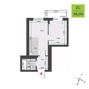 2-к квартира, вторичка, 38м2, 15/21 этаж