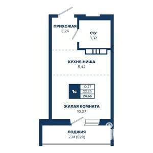 Студия квартира, строящийся дом, 25м2, 14/17 этаж