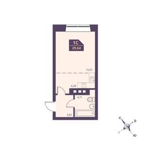 Студия квартира, вторичка, 30м2, 2/24 этаж