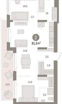 2-к квартира, вторичка, 82м2, 9/15 этаж