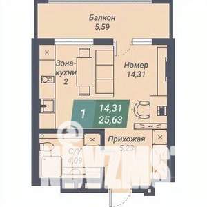 Студия квартира, вторичка, 26м2, 21/23 этаж