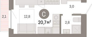 Студия квартира, вторичка, 21м2, 3/12 этаж