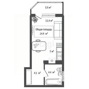 Студия квартира, вторичка, 25м2, 9/17 этаж