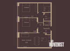 3-к квартира, вторичка, 71м2, 10/14 этаж
