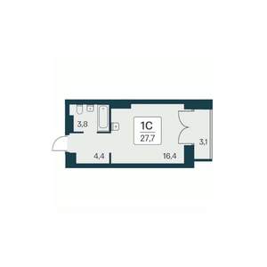 Студия квартира, строящийся дом, 28м2, 23/30 этаж