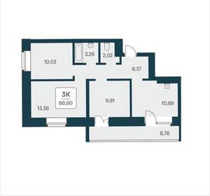 3-к квартира, вторичка, 67м2, 13/25 этаж