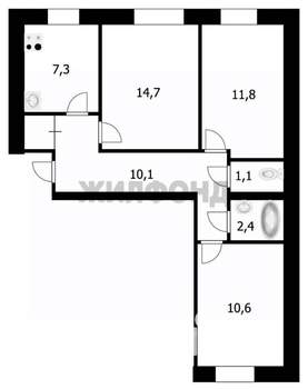 3-к квартира, вторичка, 60м2, 1/5 этаж