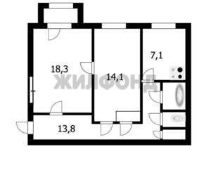3-к квартира, вторичка, 59м2, 4/6 этаж