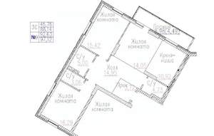 3-к квартира, строящийся дом, 97м2, 3/24 этаж