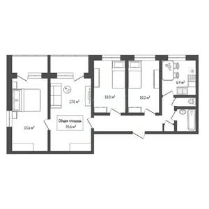 4-к квартира, вторичка, 71м2, 4/9 этаж