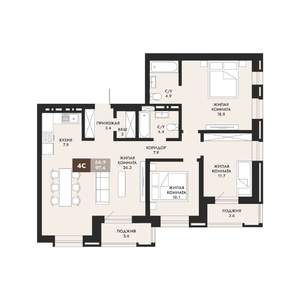 4-к квартира, вторичка, 97м2, 19/22 этаж