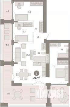 3-к квартира, вторичка, 142м2, 22/23 этаж