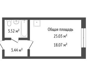 Студия квартира, вторичка, 26м2, 19/19 этаж