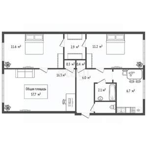 3-к квартира, вторичка, 58м2, 1/5 этаж