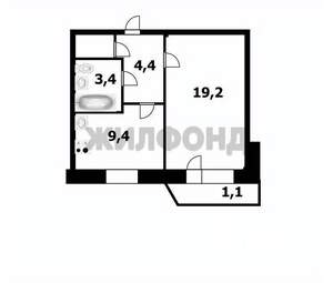 1-к квартира, вторичка, 38м2, 2/9 этаж