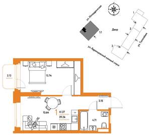 1-к квартира, вторичка, 41м2, 3/30 этаж