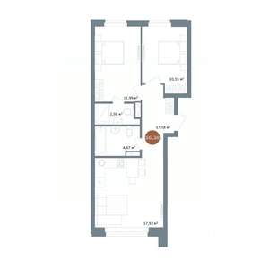 3-к квартира, вторичка, 56м2, 5/9 этаж