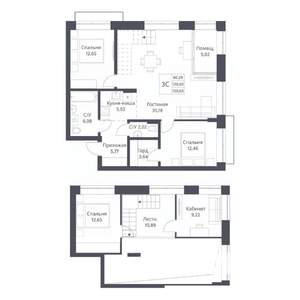 3-к квартира, вторичка, 121м2, 18/18 этаж