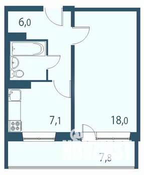 1-к квартира, строящийся дом, 39м2, 5/17 этаж