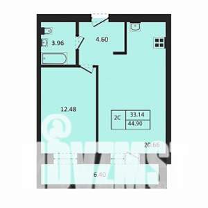 2-к квартира, вторичка, 45м2, 11/12 этаж