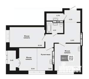 2-к квартира, вторичка, 69м2, 16/25 этаж