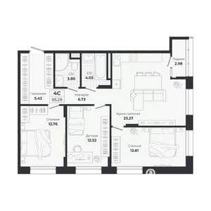 4-к квартира, вторичка, 82м2, 3/9 этаж
