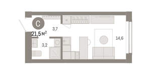 Студия квартира, вторичка, 21м2, 2/8 этаж
