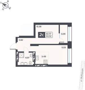 1-к квартира, вторичка, 34м2, 14/25 этаж