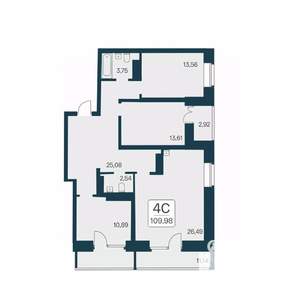 4-к квартира, вторичка, 110м2, 25/25 этаж