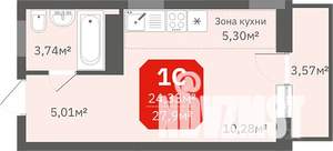 Студия квартира, вторичка, 28м2, 5/17 этаж