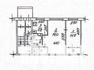 2-к квартира, вторичка, 44м2, 1/5 этаж