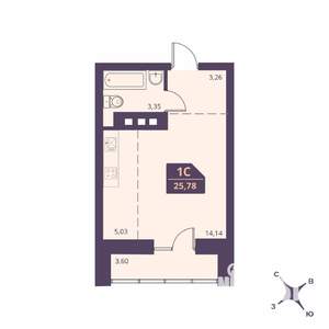 Студия квартира, вторичка, 28м2, 15/24 этаж