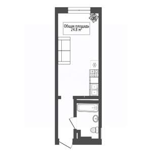 Студия квартира, вторичка, 25м2, 13/25 этаж