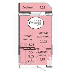 Студия квартира, вторичка, 27м2, 10/25 этаж