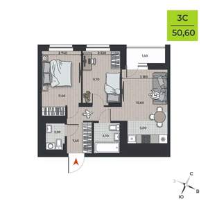 3-к квартира, вторичка, 52м2, 14/21 этаж
