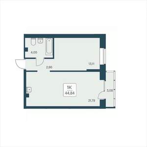 1-к квартира, вторичка, 45м2, 19/25 этаж