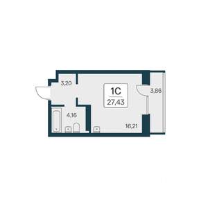Студия квартира, вторичка, 27м2, 2/23 этаж