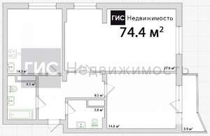 2-к квартира, вторичка, 74м2, 11/16 этаж