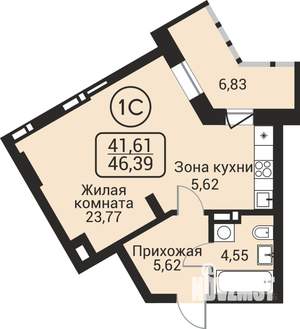 1-к квартира, вторичка, 42м2, 11/24 этаж