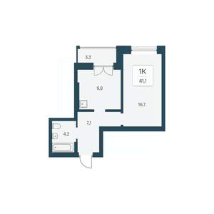 1-к квартира, вторичка, 41м2, 16/22 этаж
