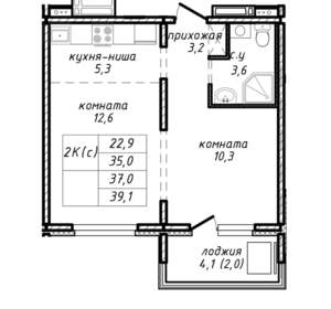 2-к квартира, вторичка, 37м2, 9/17 этаж