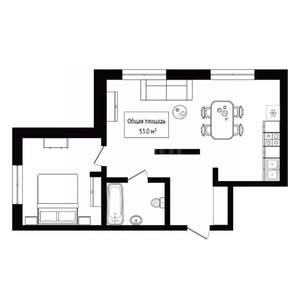 2-к квартира, вторичка, 53м2, 9/9 этаж