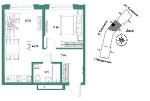 2-к квартира, вторичка, 44м2, 24/28 этаж