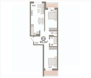 3-к квартира, вторичка, 65м2, 4/18 этаж
