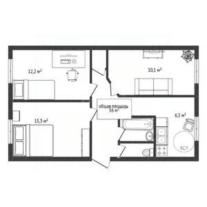 3-к квартира, вторичка, 56м2, 3/5 этаж