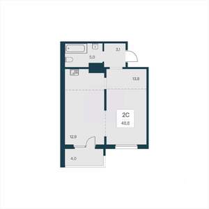 1-к квартира, вторичка, 49м2, 11/17 этаж