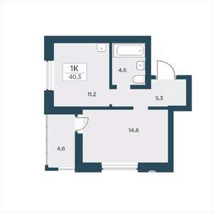 1-к квартира, вторичка, 40м2, 3/17 этаж