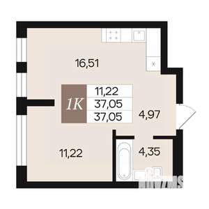 1-к квартира, вторичка, 37м2, 2/10 этаж