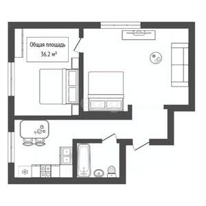 2-к квартира, вторичка, 36м2, 7/9 этаж