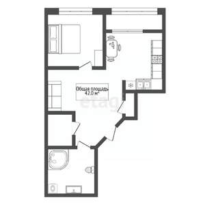 2-к квартира, вторичка, 42м2, 25/26 этаж